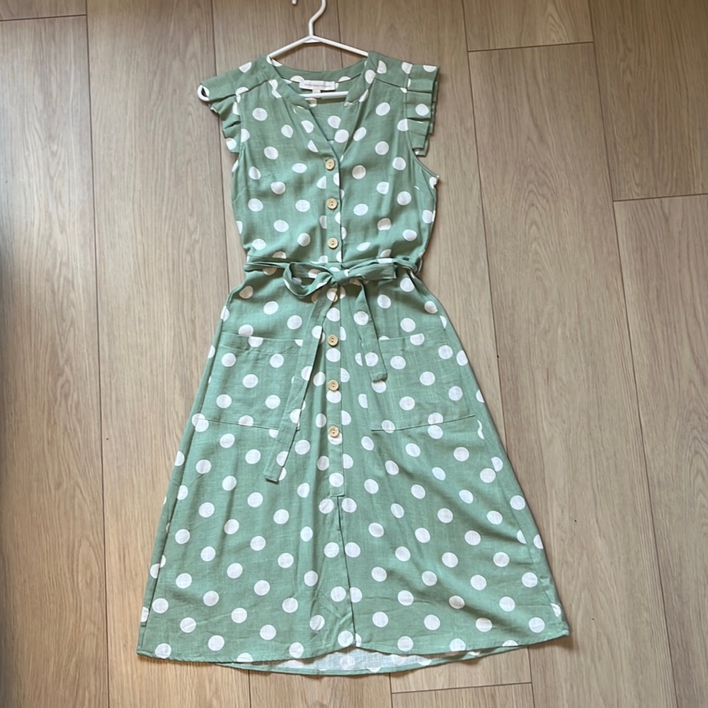 Monteau Green Polka Dot Dress